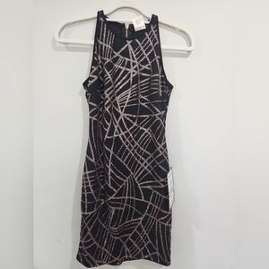NWT Black and Rose Gold Geometric Mini Dress